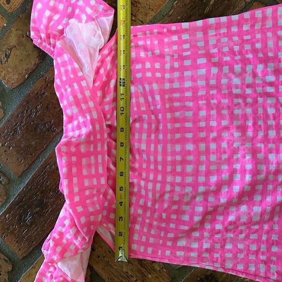 Lilly Pulitzer ruffle top pink white check - Picture 5 of 6